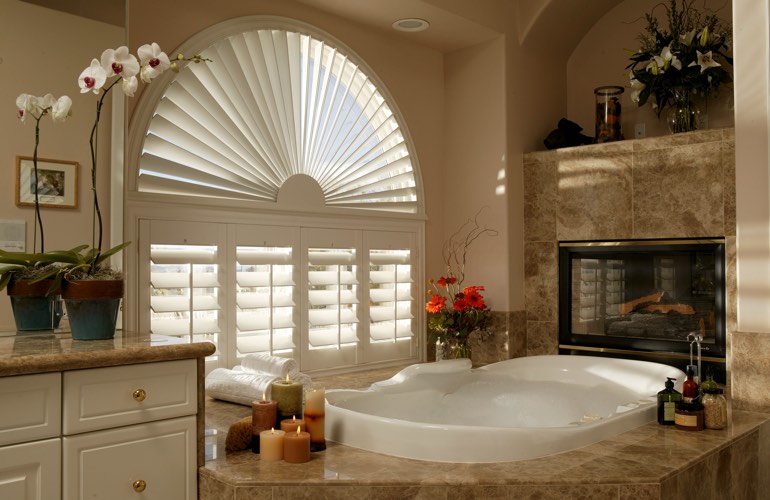 Our Specialists Installed Shutters On A Sunburst Arch Window In Atlanta, GA